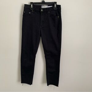 Free People Womens 27 Hi Rise Black Jean Skinny Raw Hem Grunge Millennial